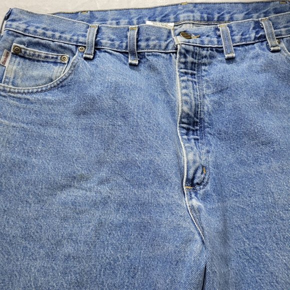 Carhartt 44x32 Relaxed Fit Light Wash 100% Cotton Blue Denim Jeans - Picture 2 of 8